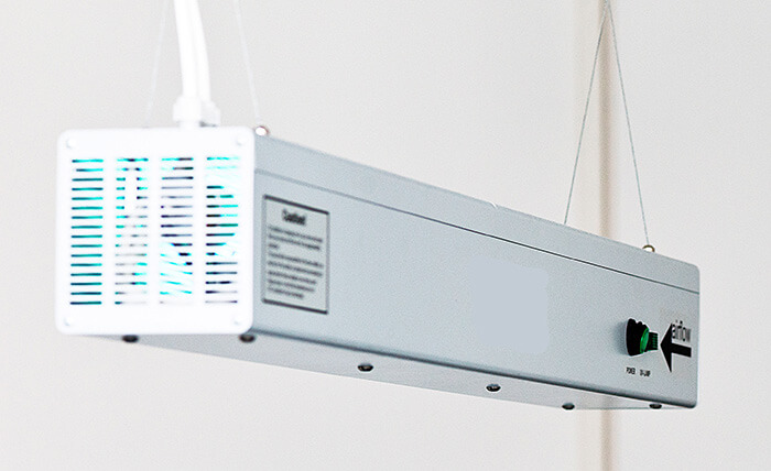 uv air purifier hung from ceiling